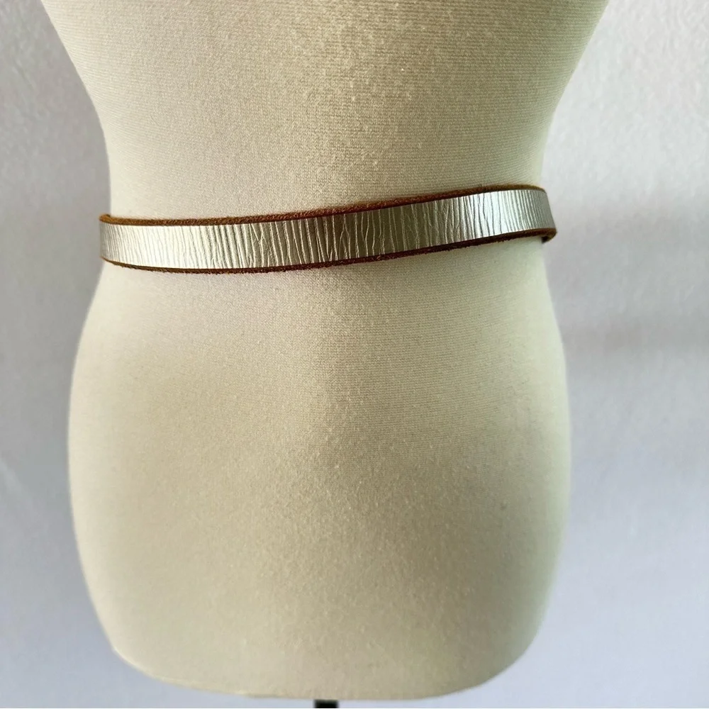 Fossil Silver Leather Belt Rhinestone Buckle Small